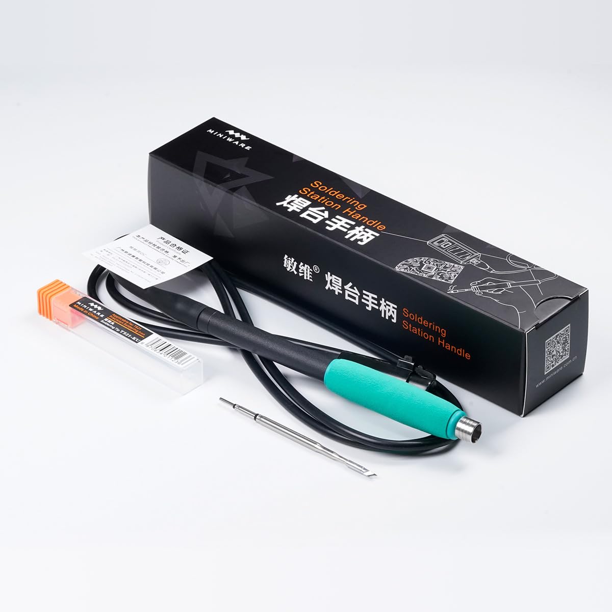 MINIWARE TS-210 Soldering Iron Station Handle KU Tips 6 Pin Connector 100W Max 2 Seconds to 300℃ for TS1M Soldering Station TOOLSAVING