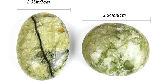 Miniatura 5 de Windfulogo Juego de 2 piedras de masaje caliente de jade verde natural, piedras calentadas para masaje de spa (2.76 x 3.54 pulgadas)