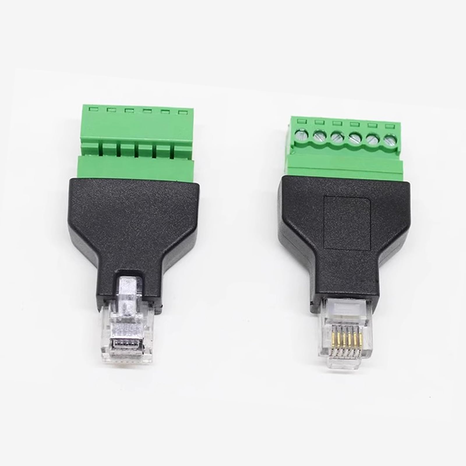 10 conectores modulares RJ12 6P6C macho a 6 pines terminales de tornillo, adaptadores, adaptadores CCTV para cable de auriculares Cat3 (10 unidades)