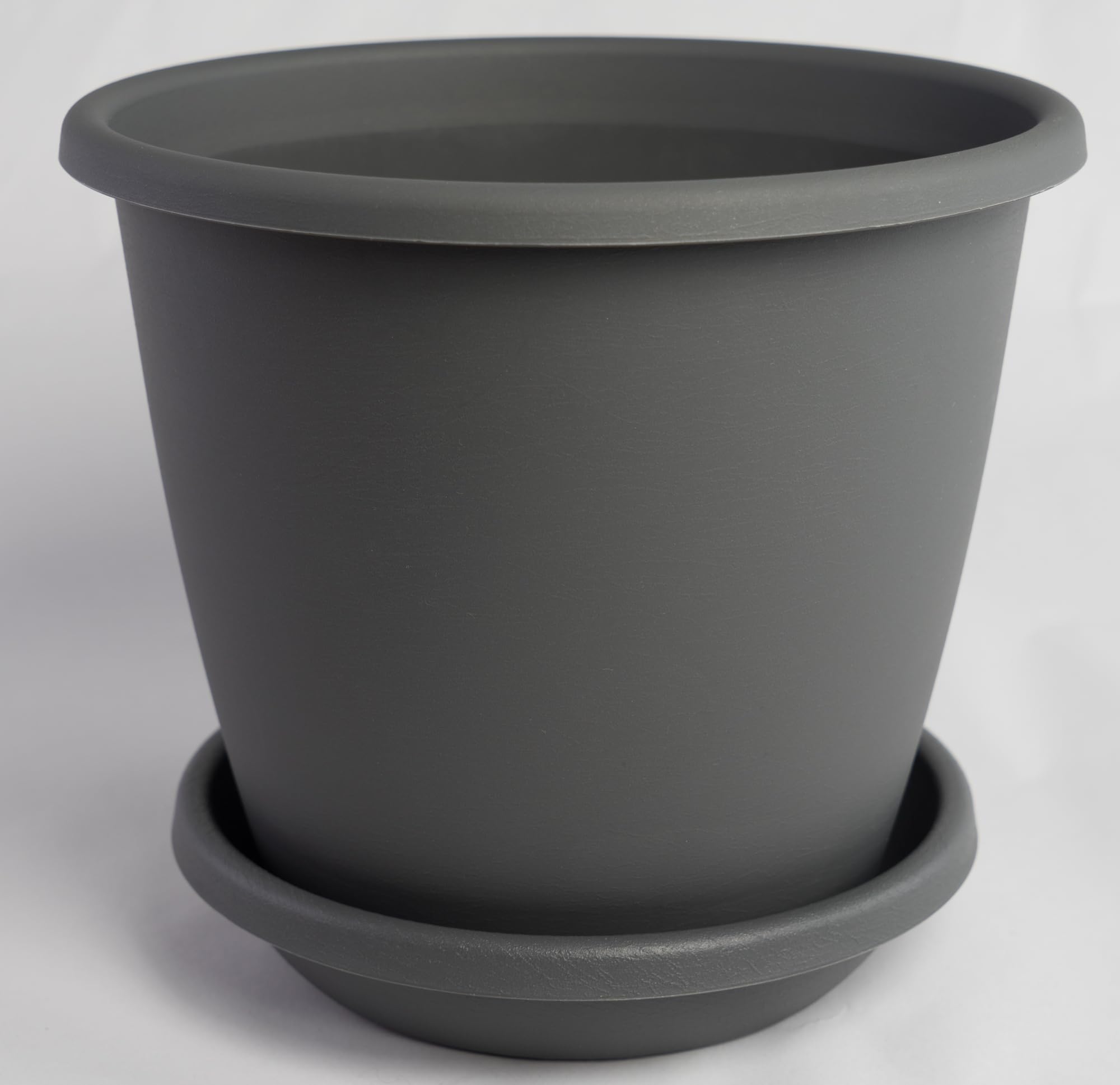 Geli Charcoal Nevada Plant Pot With Matching Saucer In Colours And Sizes