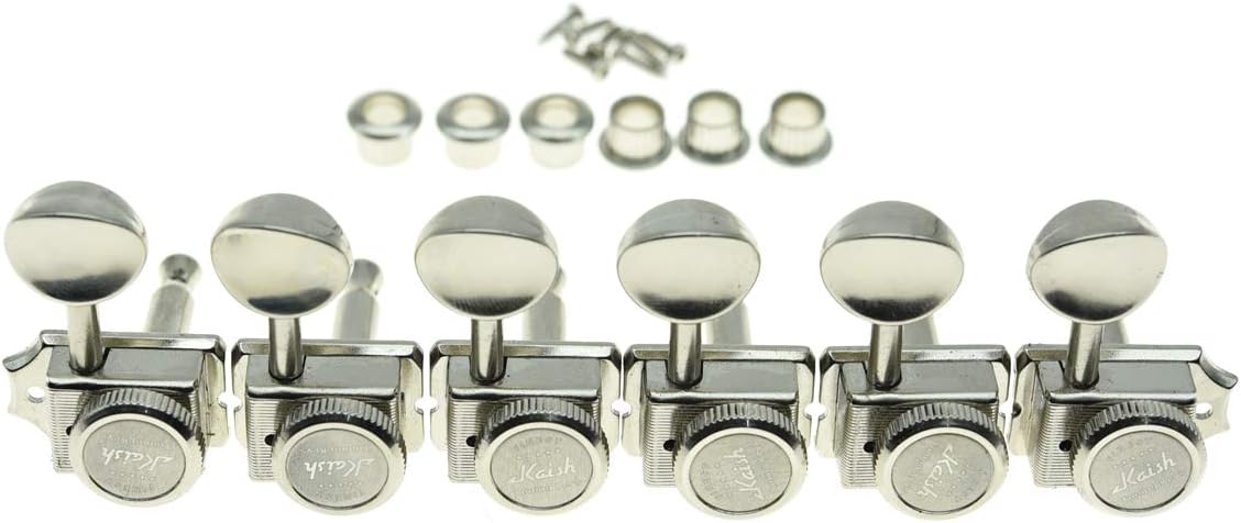 KAISH 6 Inline Guitar Vintage Style Locking Tuners Guitar Tuning Keys Guitar Lock Machine Heads for Strat Tele Nickel
