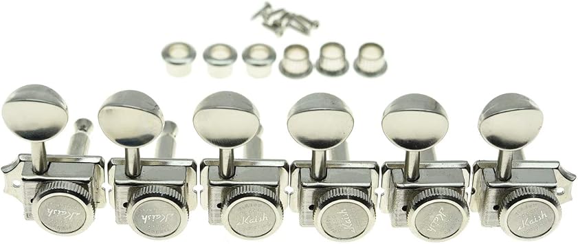 KAISH 6 Inline Guitar Vintage Style Locking Tuners Guitar Tuning Keys Guitar Lock Machine Heads for Strat Tele Nickel