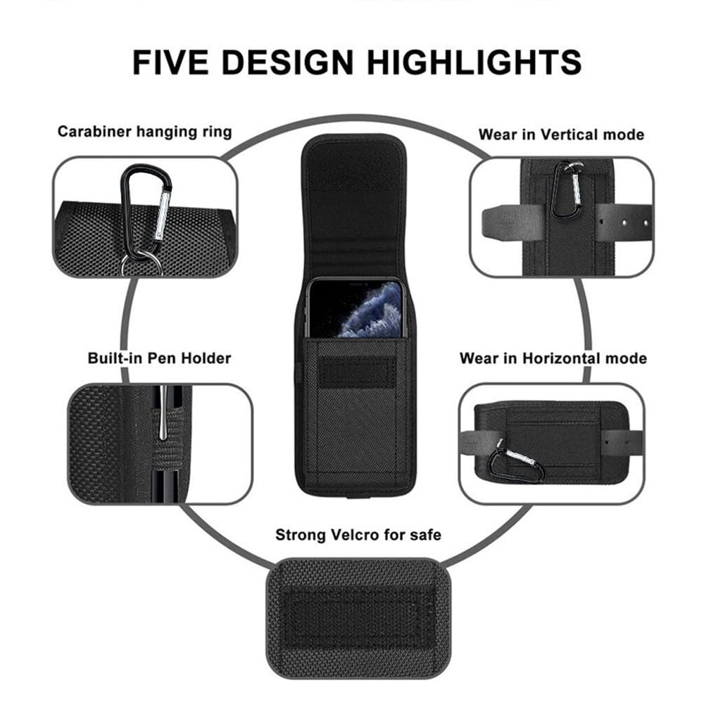 Custodia Da Cintura Belt Pouch – Clip Per MyPhone 6410, 6320, Halo 2/3, SOHO, Rumba, Tango, Qubo Flip, VOCA V540/V543 – Tessuto Oxford Impermeabile