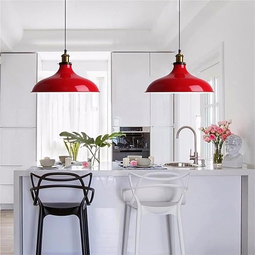 Miniatura 3 de Luces colgantes de estilo americano, lámpara colgante industrial vintage verde, lámpara colgante moderna con pantalla de metal para vestíbulo,