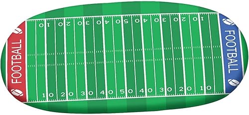 Miniatura 3 de Mantel ajustable ovalado de poliéster con bordes elásticos de fútbol, protector de mesa ajustable con puntaje de campo de fútbol americano, se