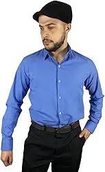 1 Camisa Social Manga Longa Slim Azul