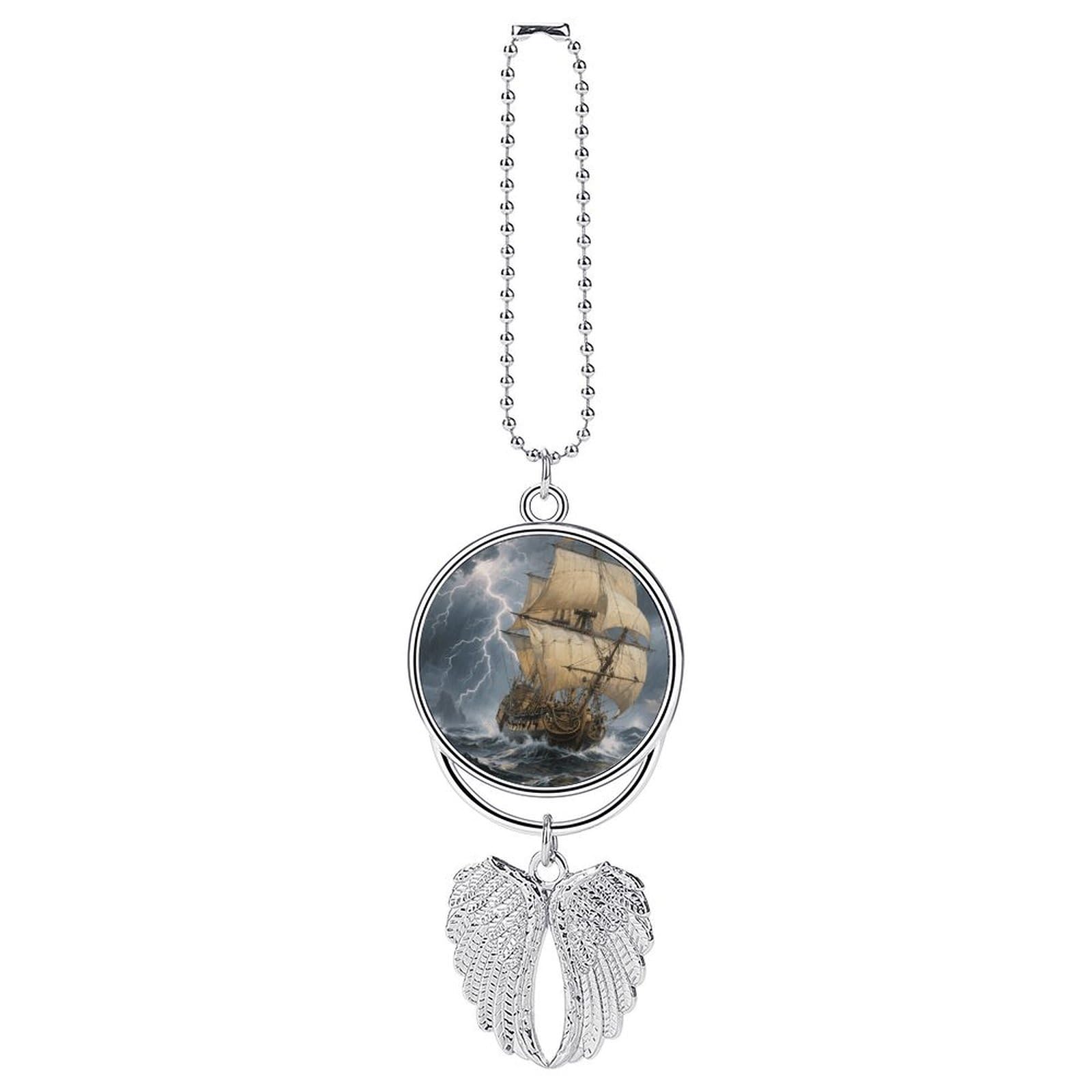 Ancient Sailing Ship in Storm Car Pendant Hanging Swing Auto Rear View Mirror Hanging Car Rear View Mirror Charm Truck Hanger Ornament Charm for Car Rear View Mirrors Accessories