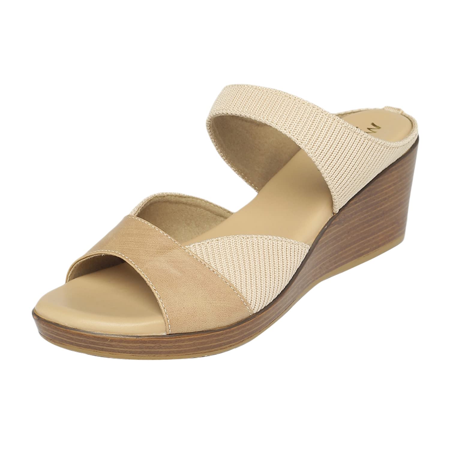 MONROW Geogette Leather Wedge Heels for Women, Beige, UK-3 | Fancy & Stylish Heel sandals, Casual, Comfortable Fashion Heel Sandal (B0B52XDV3Y) Amazon Price History, Amazon Price Tracker