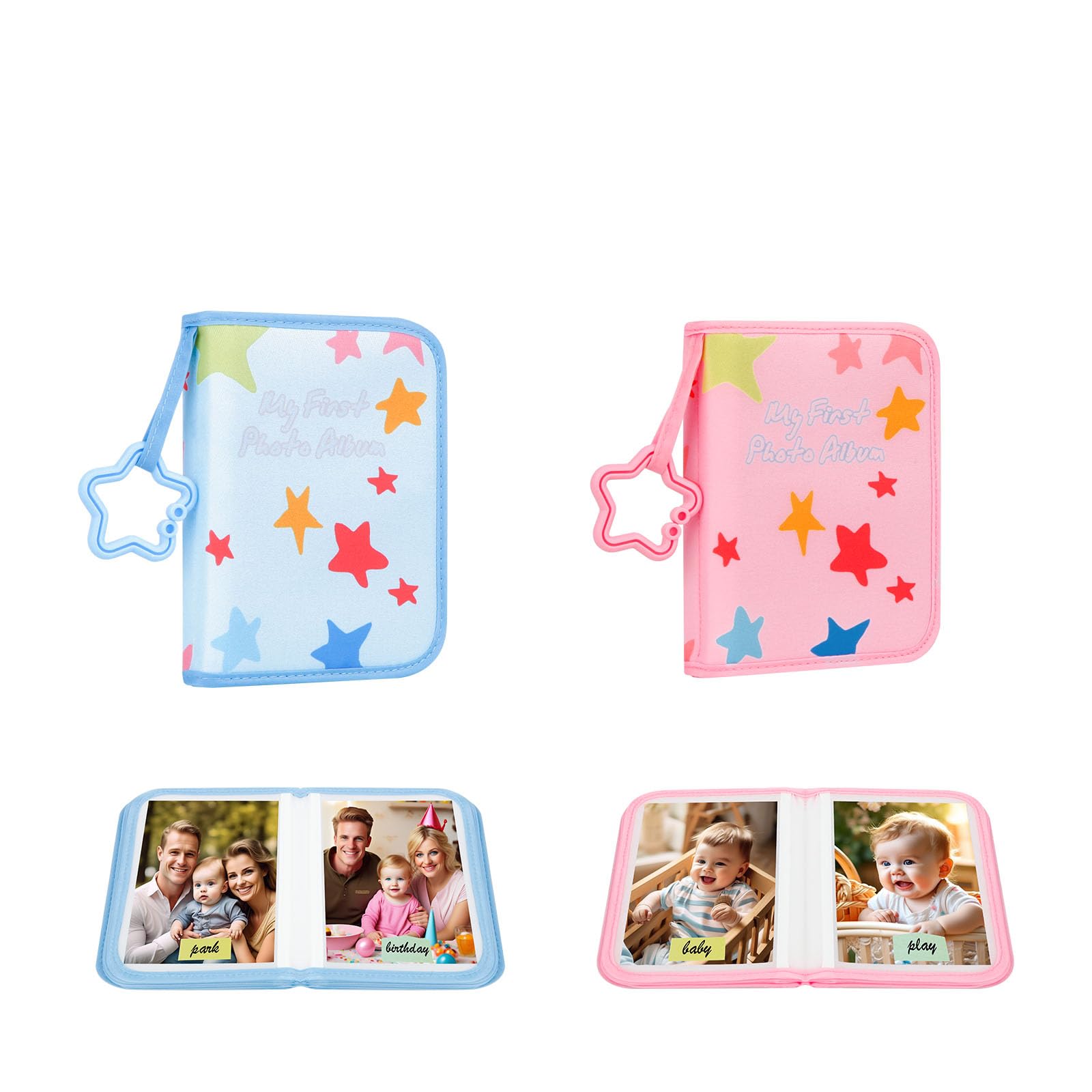 2Pack Baby's My First Photo Album for Baby Holds 21 4x6 Photos, Baby Photo Album Soft Cloth Family Book, My First Family Album for 4x6 Baby Shower Kids Toddlers Family Pictures, Toddler Photo Album