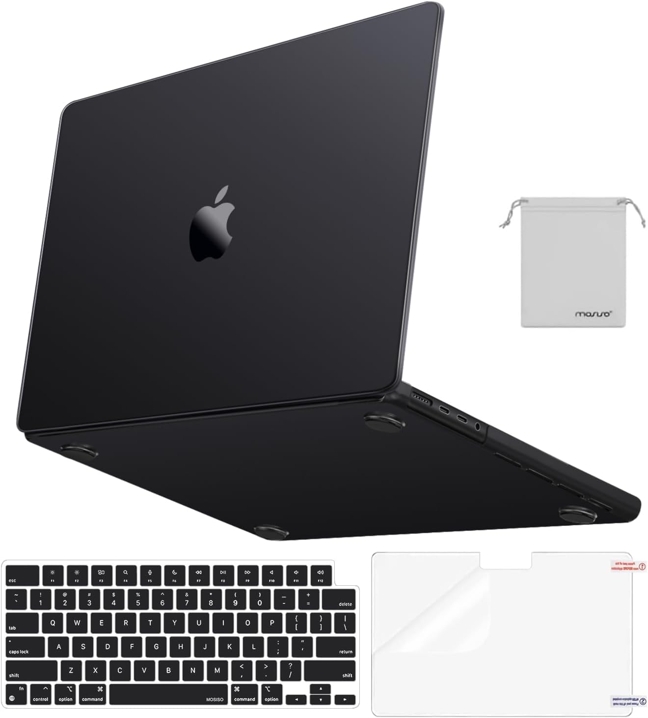 MOSISO Compatible with MacBook Pro 14 inch Case 2026 2025-2021 M5 M4 M3 M2 M1, Matched Laptop Color, 4 in 1 Kit Seamlessly Closes Crack&Smudge-Resistant Protective Hard Shell Case, Space Black Clear