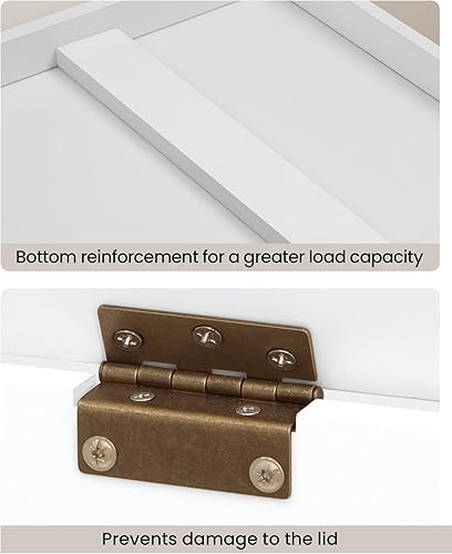 Miniatura 3 de Baúl de almacenamiento de 39.4 pulgadas, baúl de almacenamiento extragrande con 2 bisagras, banco de caja de madera, baúl organizador elevador,