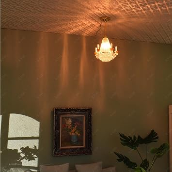 iLAND Dollhouse Accessories of Dollhouse Lights 5-Candle Chandelier w/Plug, Elegant Miniature Ceiling Lamp Mini House Lighting Decor Fits 1/12 Scale Miniature Furniture in Living Room, Dining Room