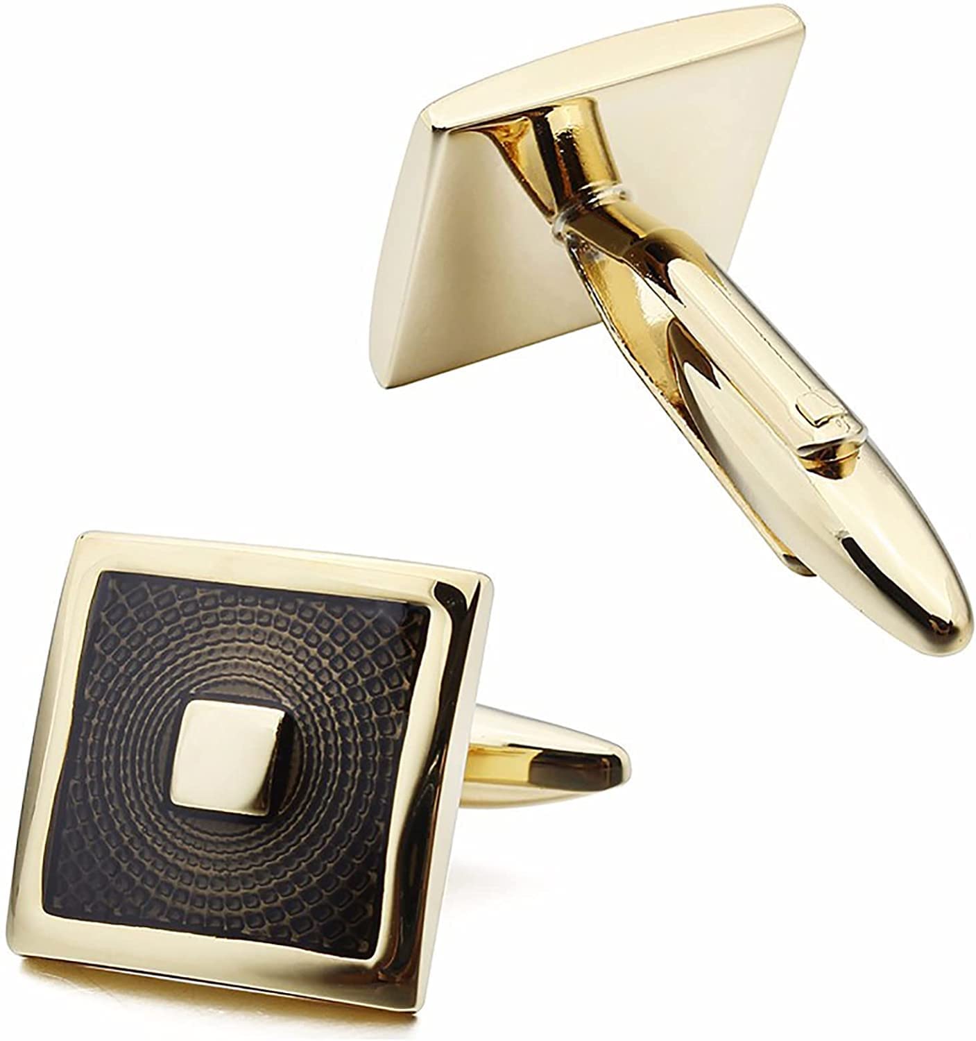 Trjgtas Gemelli da Uomo Stile Elegante Gemello Gemello Gemelli Lusso Smalto Nero Gioielli Uomo Camicia Gemelli Matrimonio Opportunità d'Affari, Gemelli Classici
