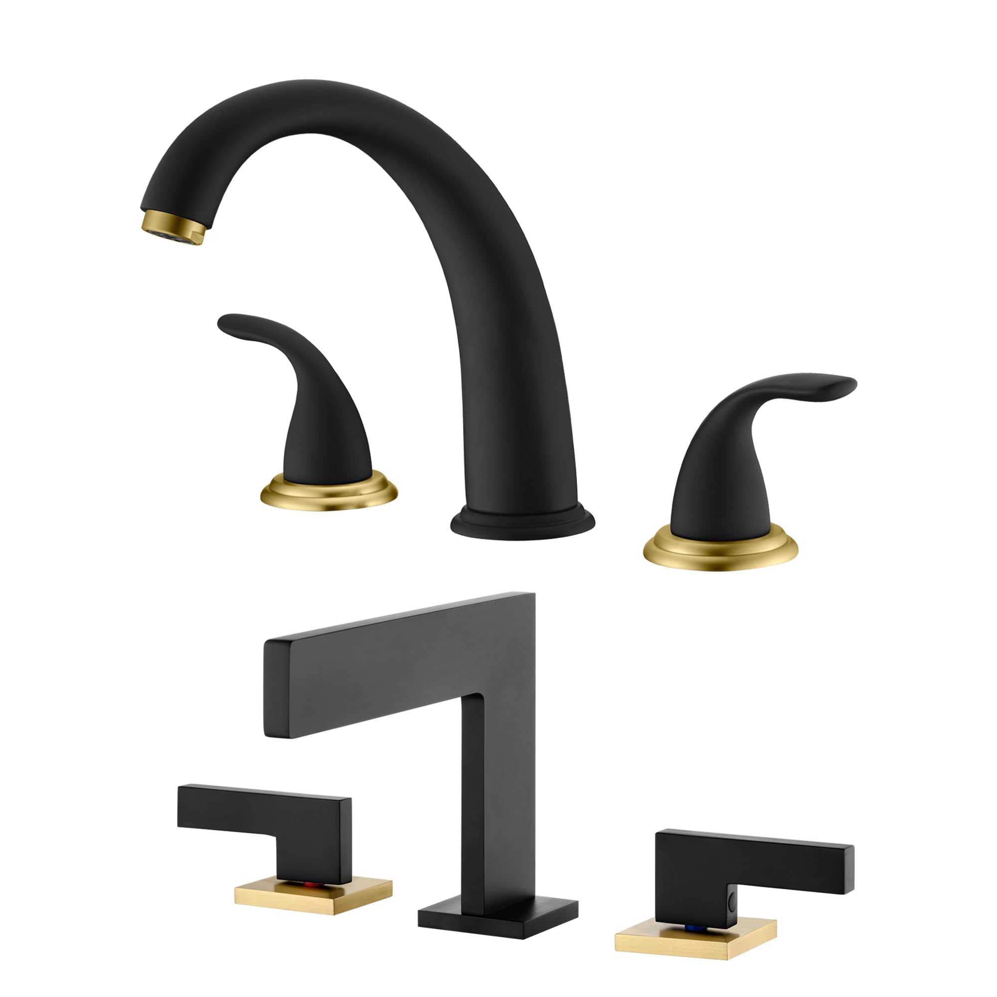 Jnfidosr Black/Gold Roman Tub Faucet S2169s-Mg+8 Inch Widespread Bathroom Sink Faucet S1419w-Mg
