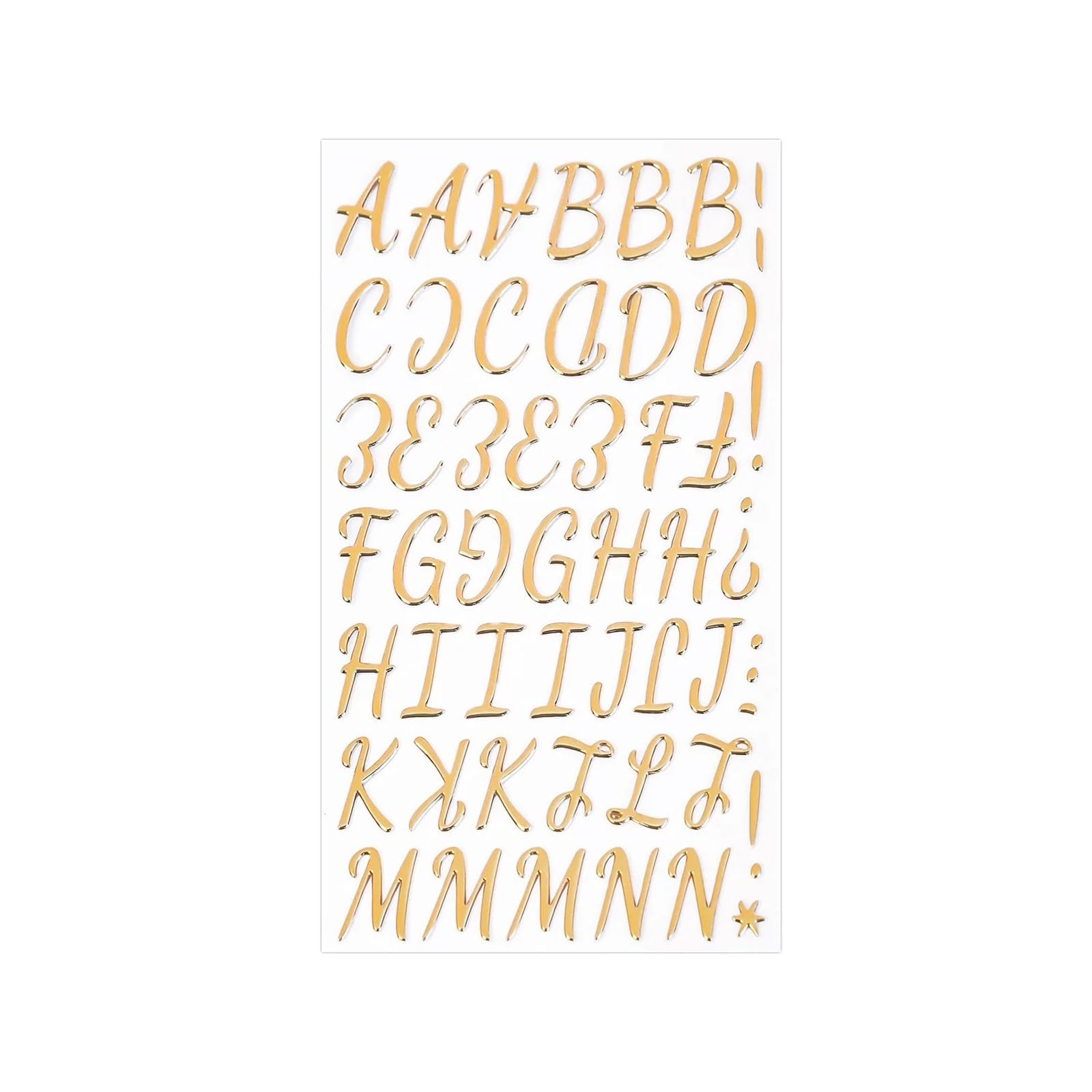 6/18Sheets Gorgeous Gold Letter Stickers - Resin A to Z Numbers 1 to 9 Glitter Letters for Scrapbooking(A-N)