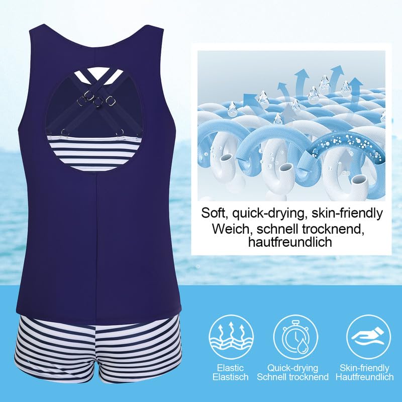 JASAMBAC 3-częściowy strój kąpielowy tankini dla kobiet strój kąpielowy tank top z topem bikini zestaw szortów
