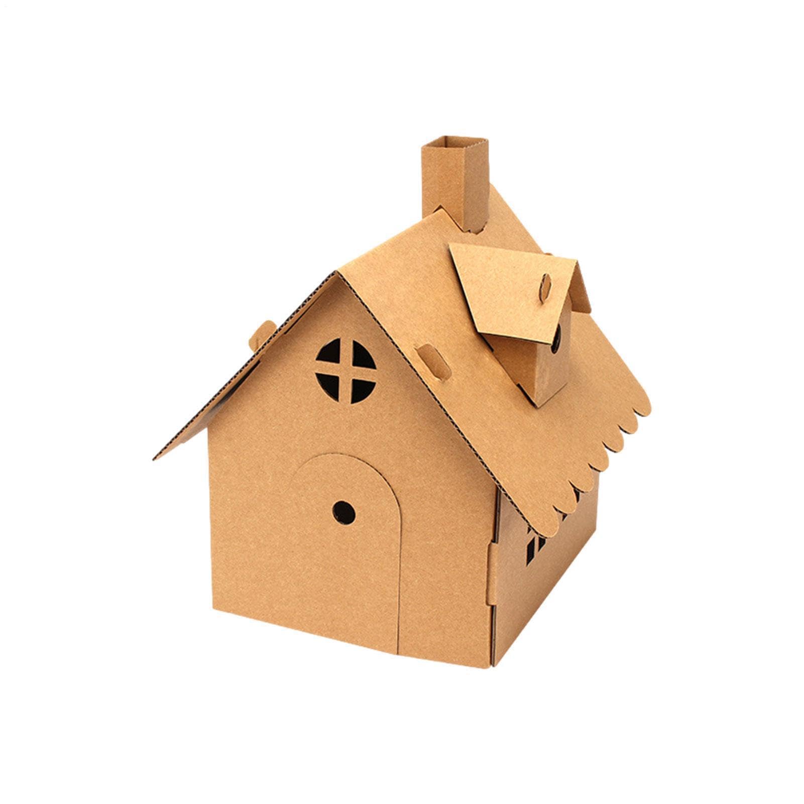 Cardboard Coloring Playhouse - Paper House, Parent-Child Interactive Paper House Toys, Papers Toys DIY Making, DIY Cardboard Model Making For Kids, Classroom, Home, Christmas