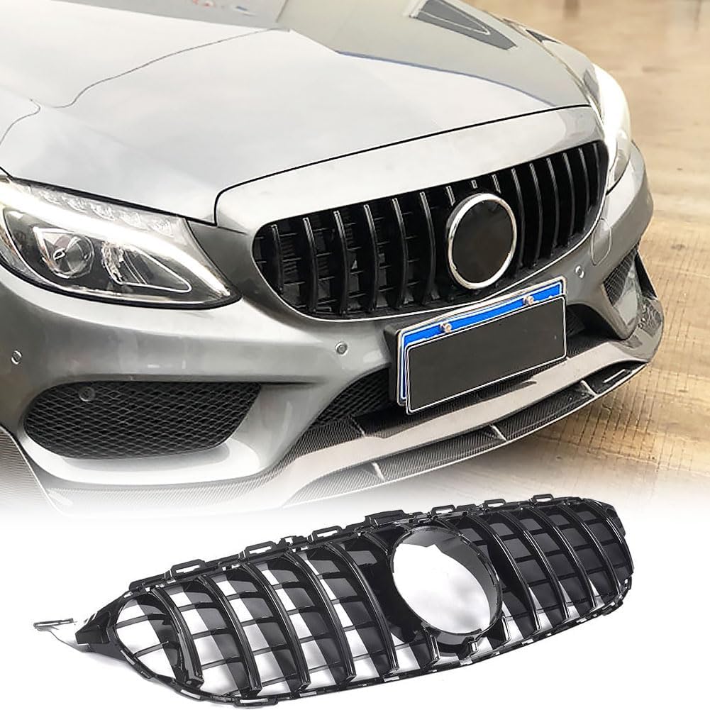 MCARCAR KIT Front Grille Compatible with Mercedes Benz C-Class W205 2015-2018 C180 C200 C250 C300 C400 Front Kidney Hood Grill (Models without camera)