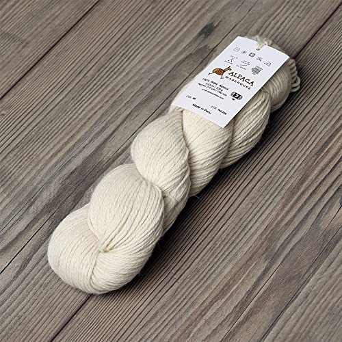 100% Baby Alpaca Yarn Wool Bare Yarn Wool Undyed Hank Dk Weight - Heavenly Soft And Perfect For Knitting And Crocheting (Ivory, Dk) #TOP2
