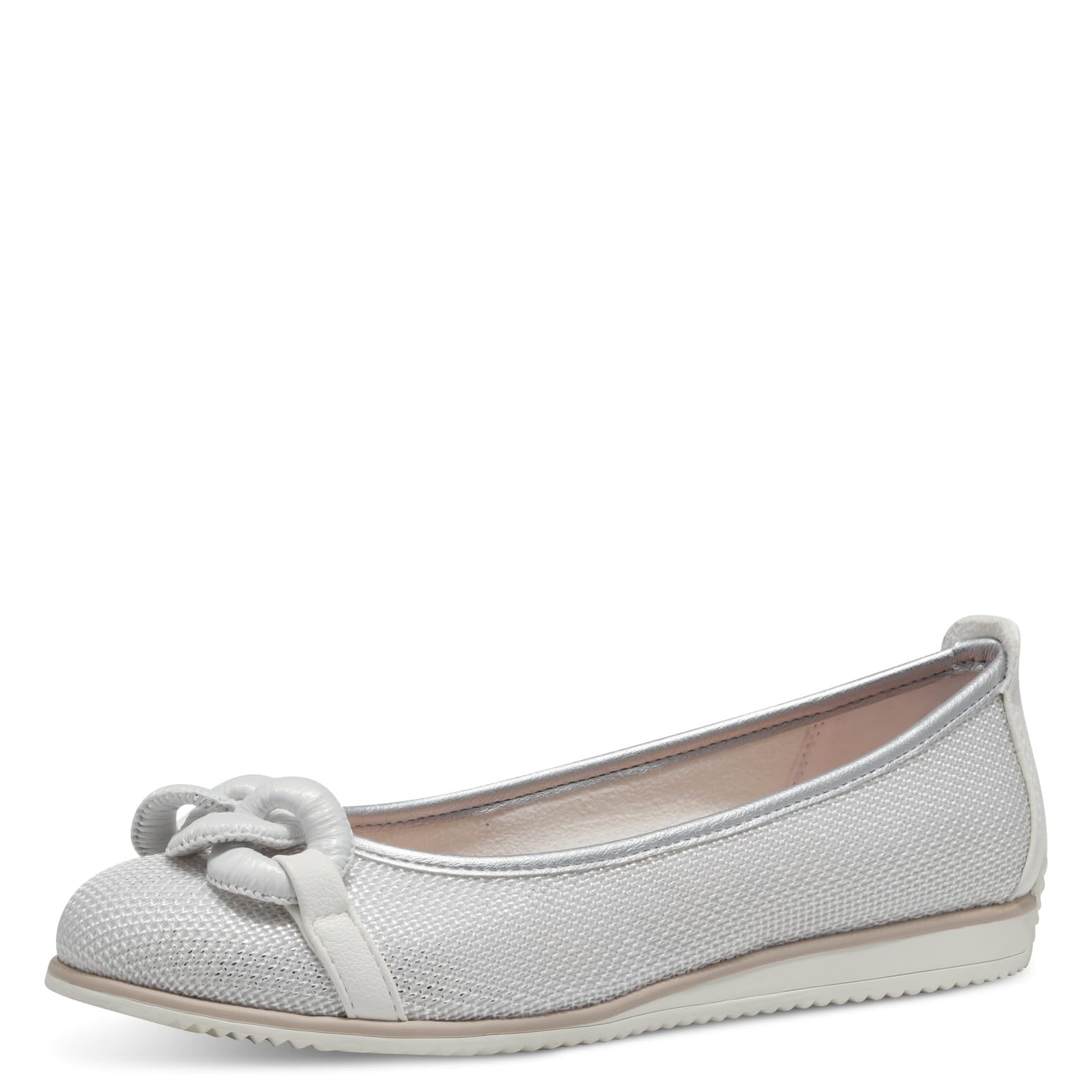 MARCO TOZZI Women's Damen Ballerinas 2-22121-44 Ballet Flat, White Comb, 4 UK