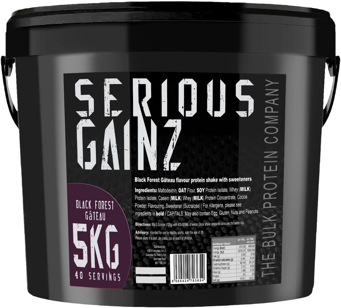 Serious Gainz – Mass Gainer Protein Powder – Black Forest Gateau 5kg