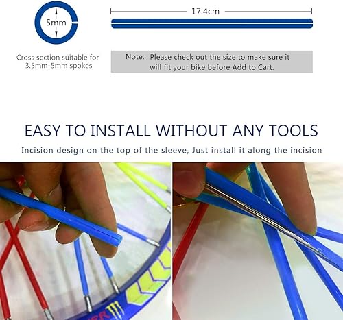 Miniatura 3 de 36 fundas de radios, universales para llantas de radios, fundas de radios para bicicleta, motocicleta, silla de ruedas, moto de cross (azul)