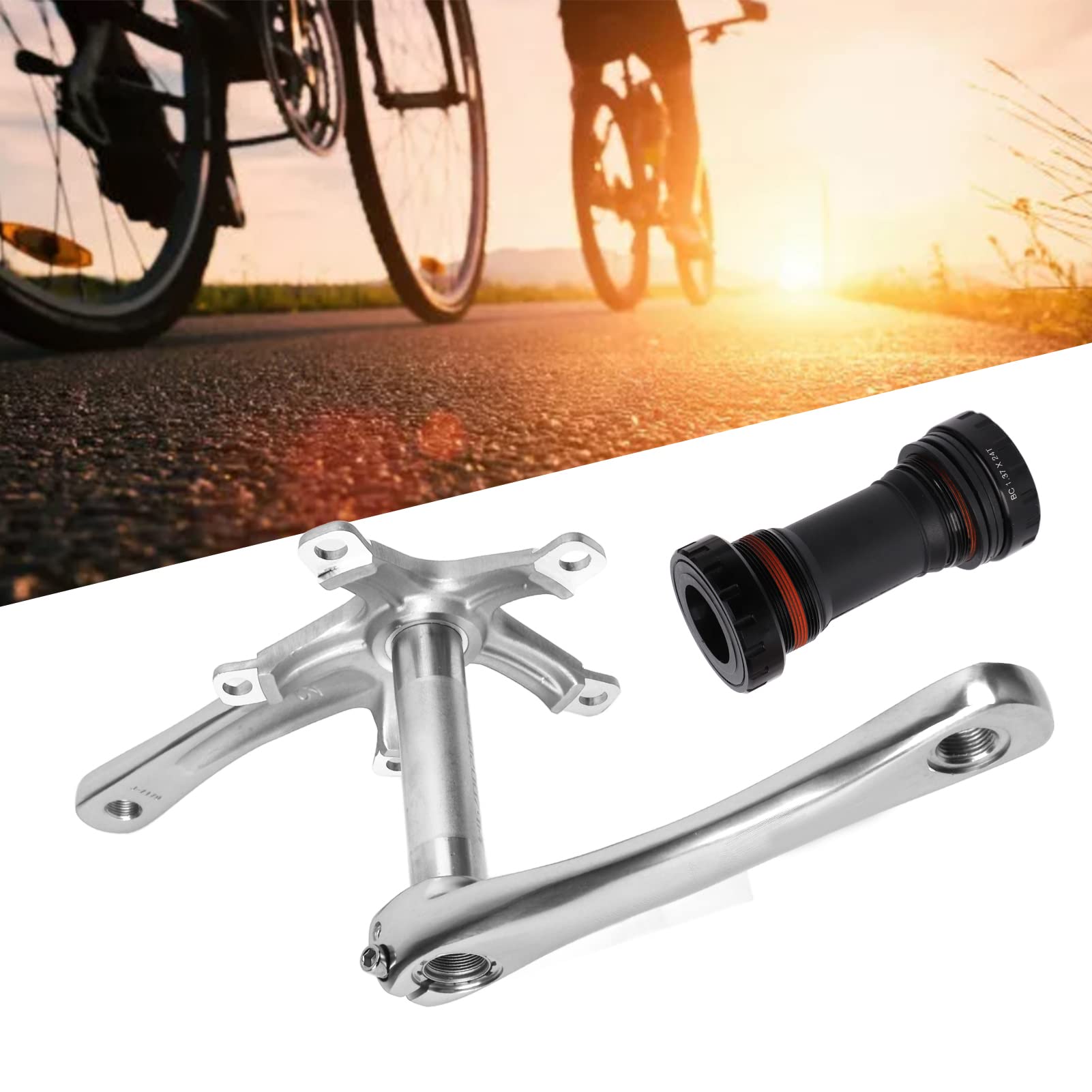 Ramię korbowe, lekki stop aluminium, anodowane wykończenie, kuty łuk, BCD 130 mm, do rowerów wyścigowych, składanych (srebrny)