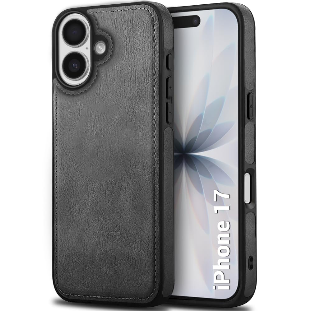 TheGiftKart Genuine Leather Finish Back Cover Case for iPhone 17 | Shockproof Design | Raised Edges for Camera & Screen Protection | Stunning Minimalist Design Back Case Cover for iPhone 17 (Grey)-image-47
