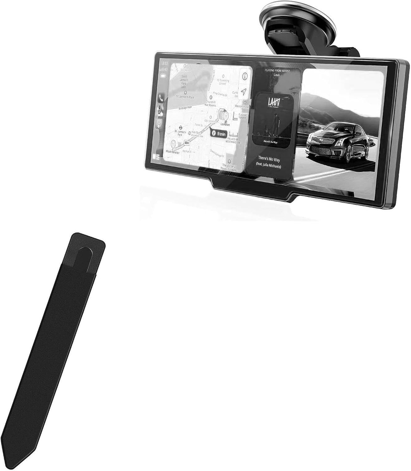 BoxWave Stylus Pouch Compatible with M CARKUMI Wireless Carplay Screen for Car (10.26 in) - Stylus PortaPouch, Pen Stylii Holder Carrier Portable Self-Adhesive - Jet Black