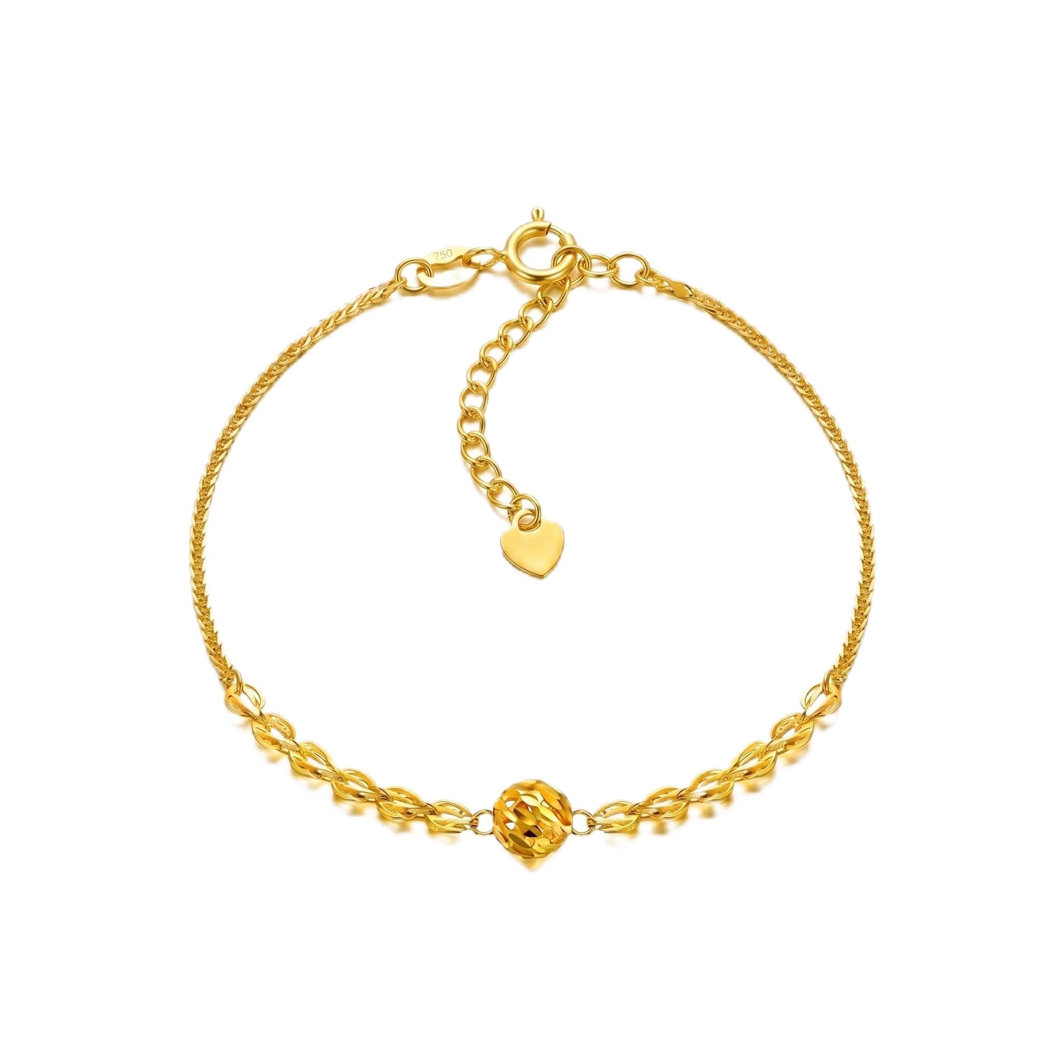 Collane, Bracciale Alla Caviglia In Vero Oro Giallo for Donna, Anniversario, Natale, 9+2 Pollici