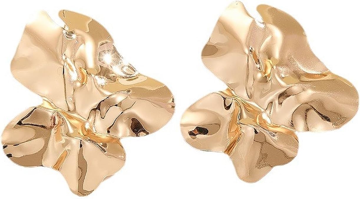 Chunky Gold Statement Earring Geometric Pleated Stud Earrings Vintage Square Drop Earring Trendy Aesthetic Jewelry Accessory Gift for Women - Image 7