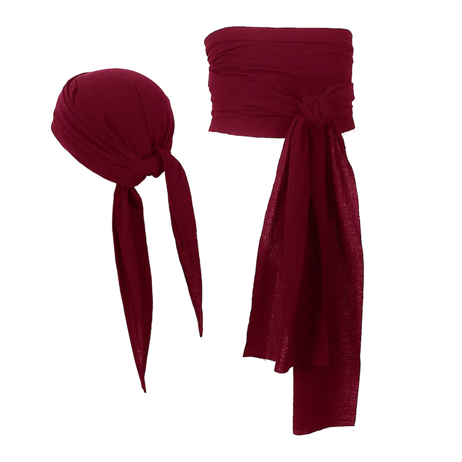 5 set di pirata sciarpa cappello accessori pirata cintura in vita pirata festa pirata fascia fascia rosso scuro