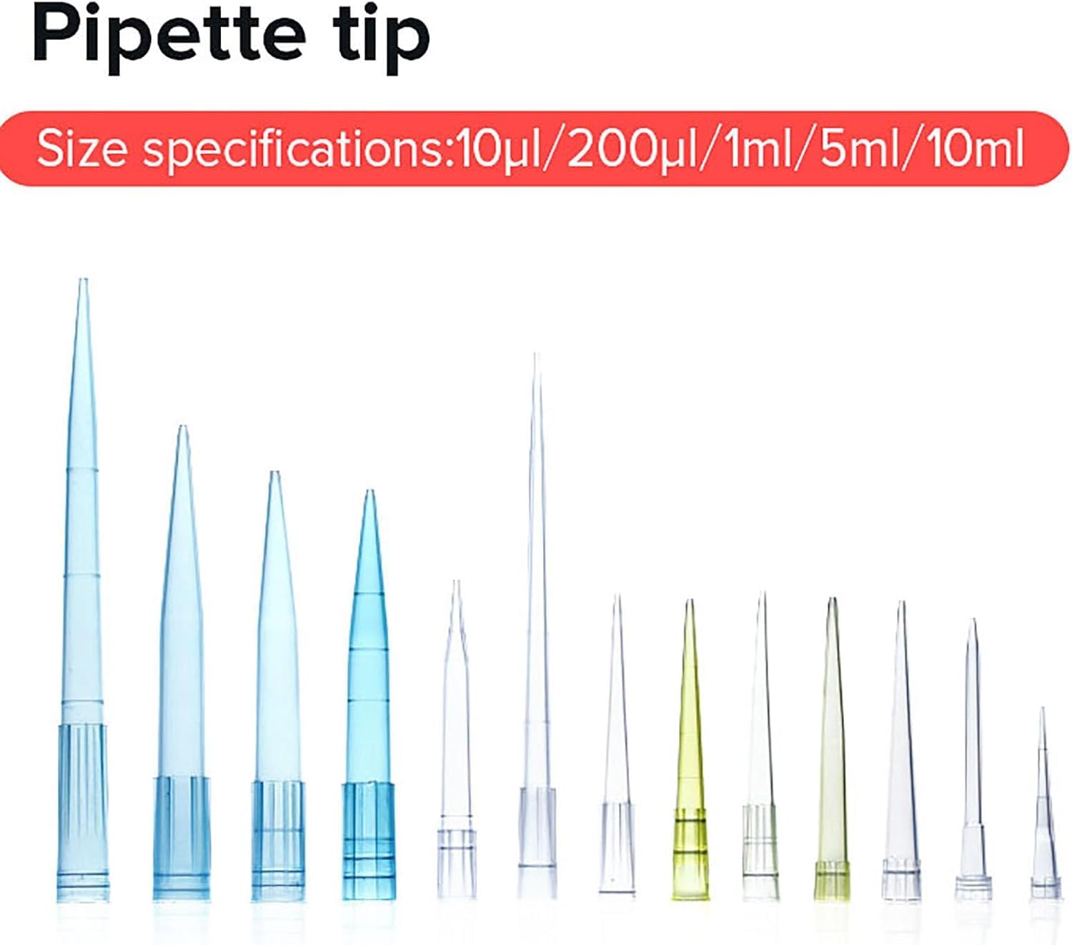 Puntali per Pipette (10ul-10ml), Puntali per Pipette per Liquidi Laatory Uiversal (100-1000 Pezzi), Trasparet, 1ml(500pieces)