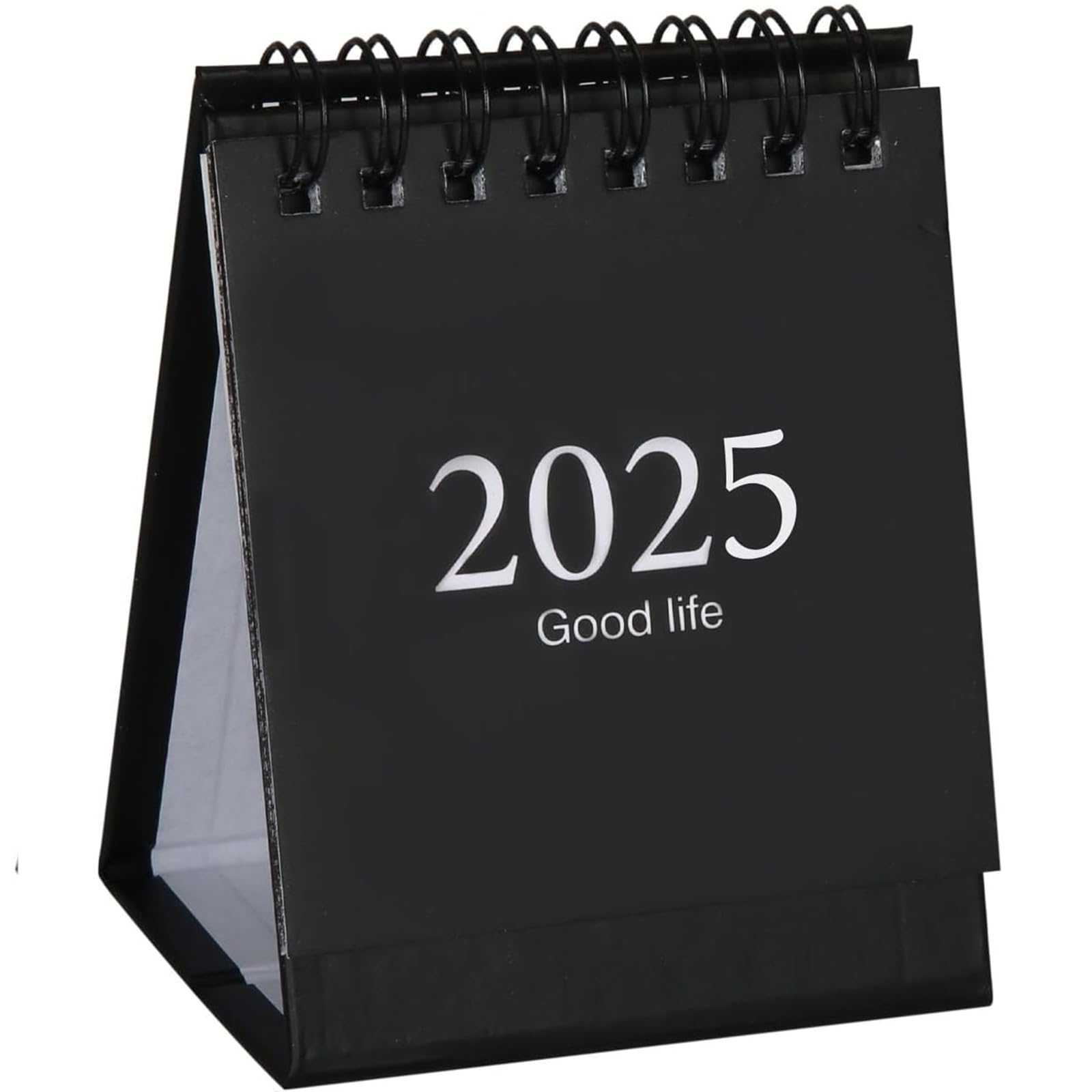 HdFShJjHMini Desktop Calendar, 2024-2025 - Juli 2024 to Dec 2025 Small Desktop Calendar Standing Flip Calendars Thick Paper Twin-Wire Binding with Stickers for Home Office School (Black)
