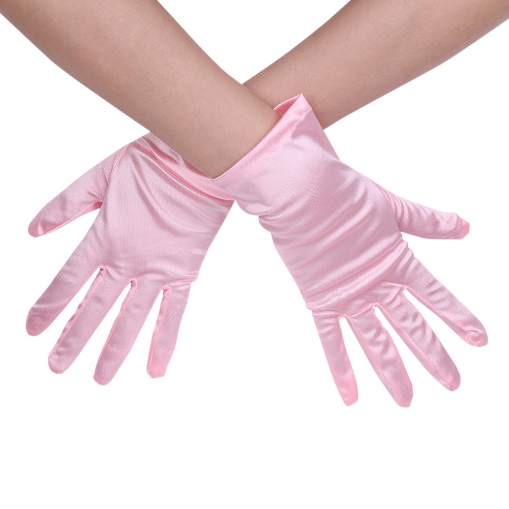 haozaikeji Short Satin Gloves for Ladies Wedding Gloves Evening Gloves Women Stretchy Opera Gloves Vintage Victorian Style 1920s Gloves for Bridal Fancy Dress Prom Cheongsam Dress