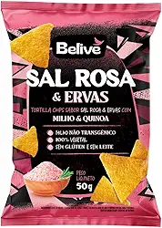 Tortilla Chips sabor Sal Rosa e Ervas Sem Glúten Sem Leite Nachos Belive 50g