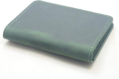 Billetera de cuero minimalista hecha a mano para hombre, diseño de flores marrones