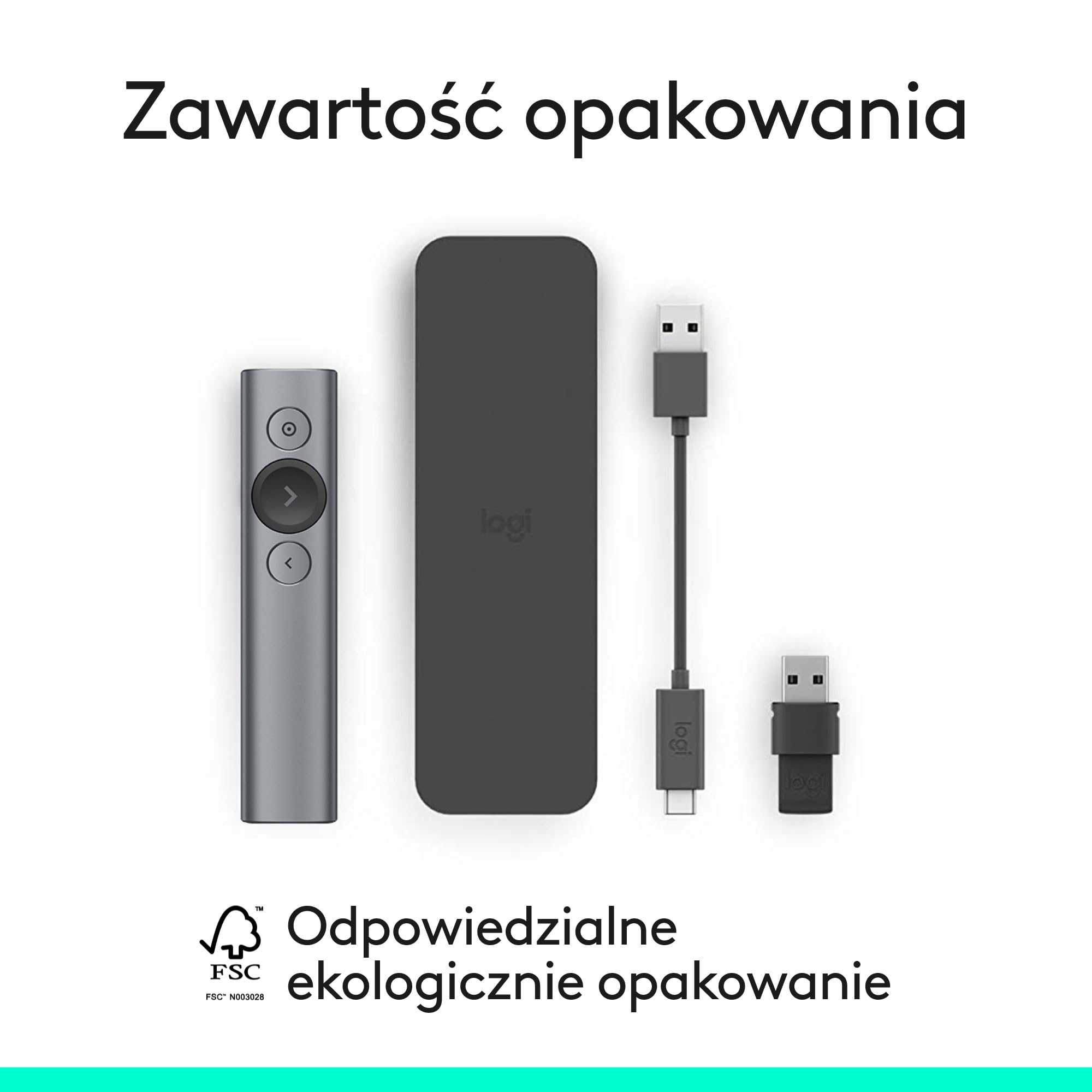 Logitech Spotlight™ Presentation Remote, Z zaawansowanym cyfrowym wskaźnikiem i zegarem z alertami wibracyjnymi, PC/Mac - Szary