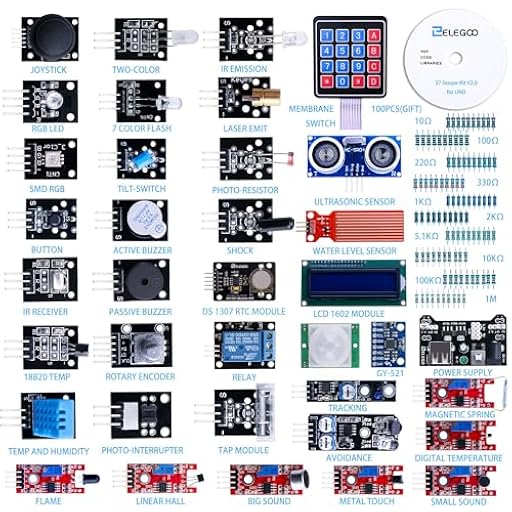 ELEGOO Actualizado 37-en-1 Kit de Módulos de Sensores con Tutorial Compatible con Arduino UNO R3 Mega 2560 Nano Raspberry (Excluye Placa de microcontrolador) | Ya disponible en tu tienda friki favorita! En mundofriki.es!