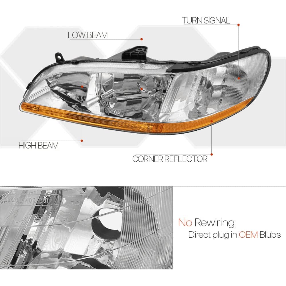 Amazon.com: YUFUDE Left LH Driver Side Chrome Headlight Head Lamp 