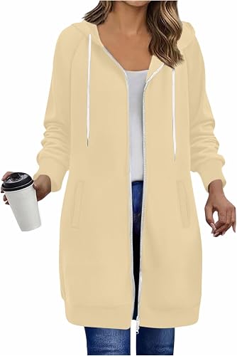 Zip Up Hoodie Women Plain Long Sleeve Lightweight Sports 202