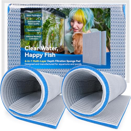 Image of Borlech 8-Layer Fast-Acting Aquarium Filter Pad - Cut-to-Size Aquarium Floss Media for Fish Tank, Pond, Sump - Fast Water Polishing in Hours (15.75 inchx11.81 inchx0.6 inch, 2 Pack)