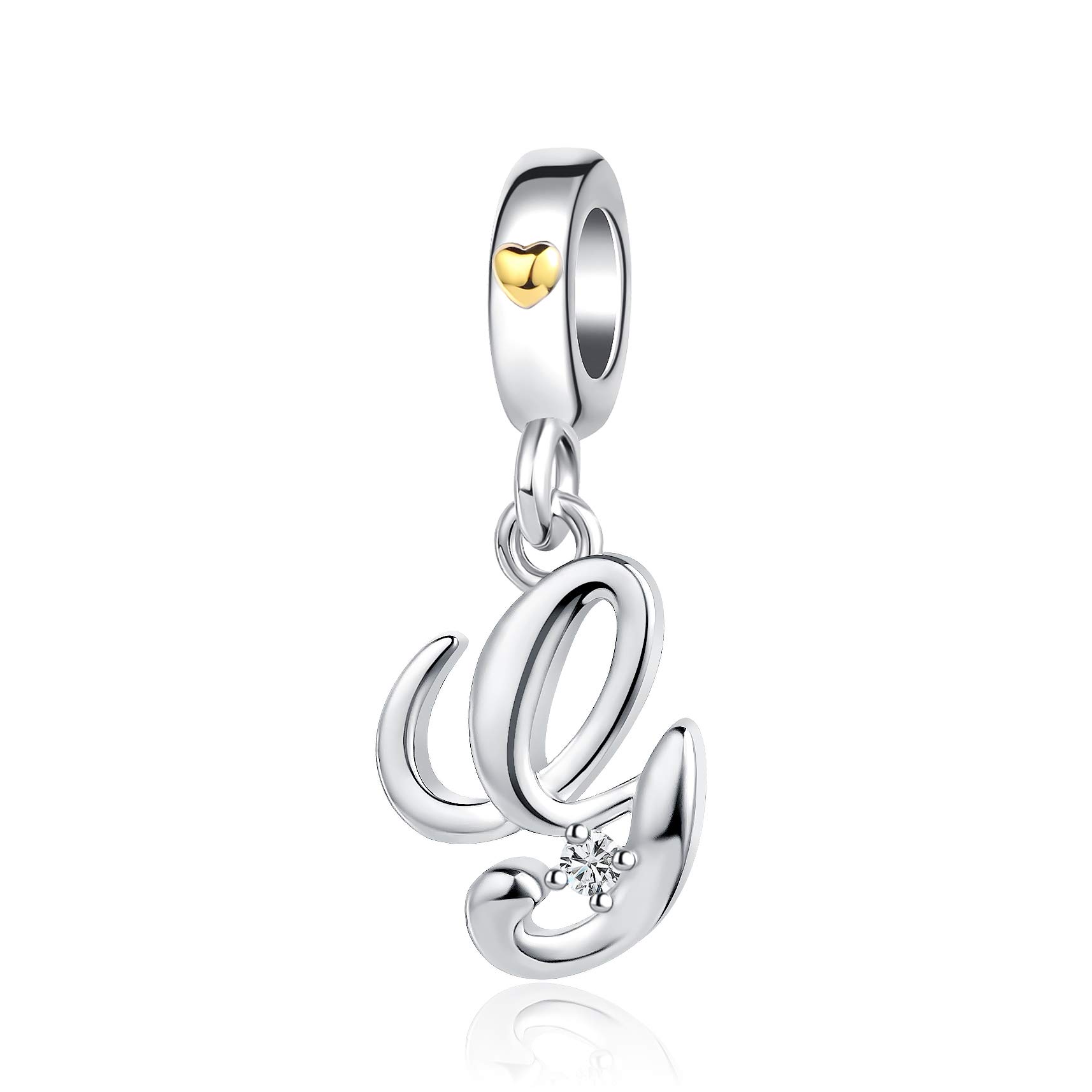 Silver Initial A-Z Letter Charm Compatible Pandora Charm Bracelets for Women Jewelry