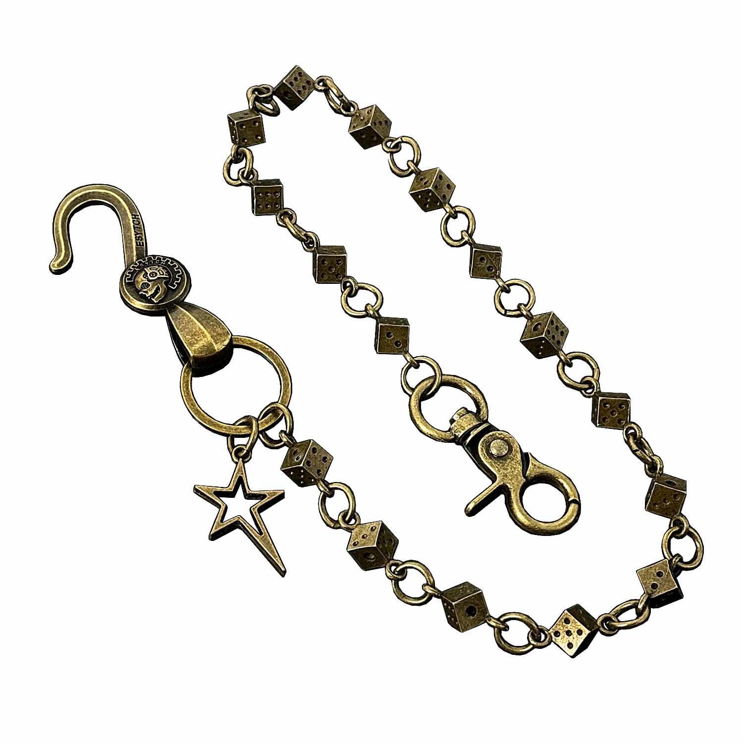 Vintage Punk Rock Dice Wallet Chain Mens Women Skull Hip-Hop Key Chain Jeans Pant Chain