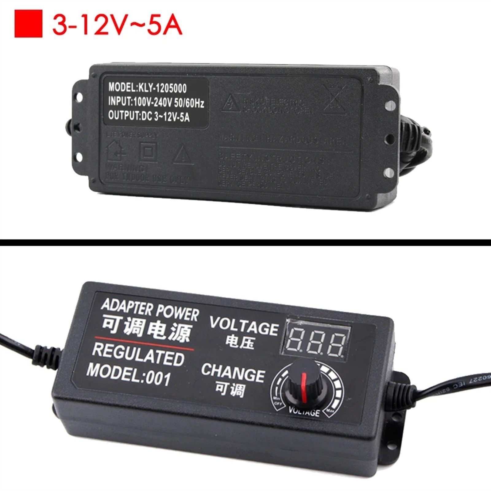 Adattatore di Alimentazione Regolabile 3V 5V 6V 9V 12V 18V 24V 1A 2A 5A Adattatore di Alimentazione Universale da 220 V a 12 V Caricatore Regolabile 'Adattatore(3V-12V 5A Adpater,2)