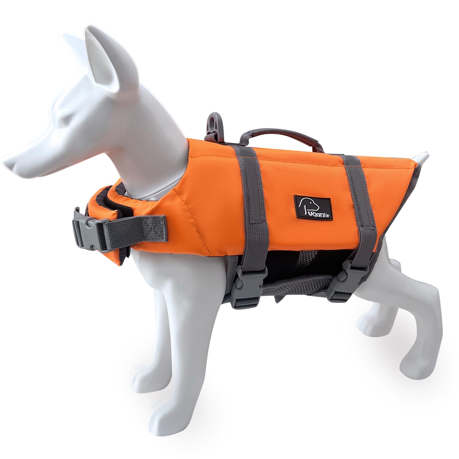 Voarge Chaleco salvavidas para perros, chaleco salvavidas para mascotas, para perros, tamaño ajustable con fuerte asa de natación y rescate naranja, XS (XL)