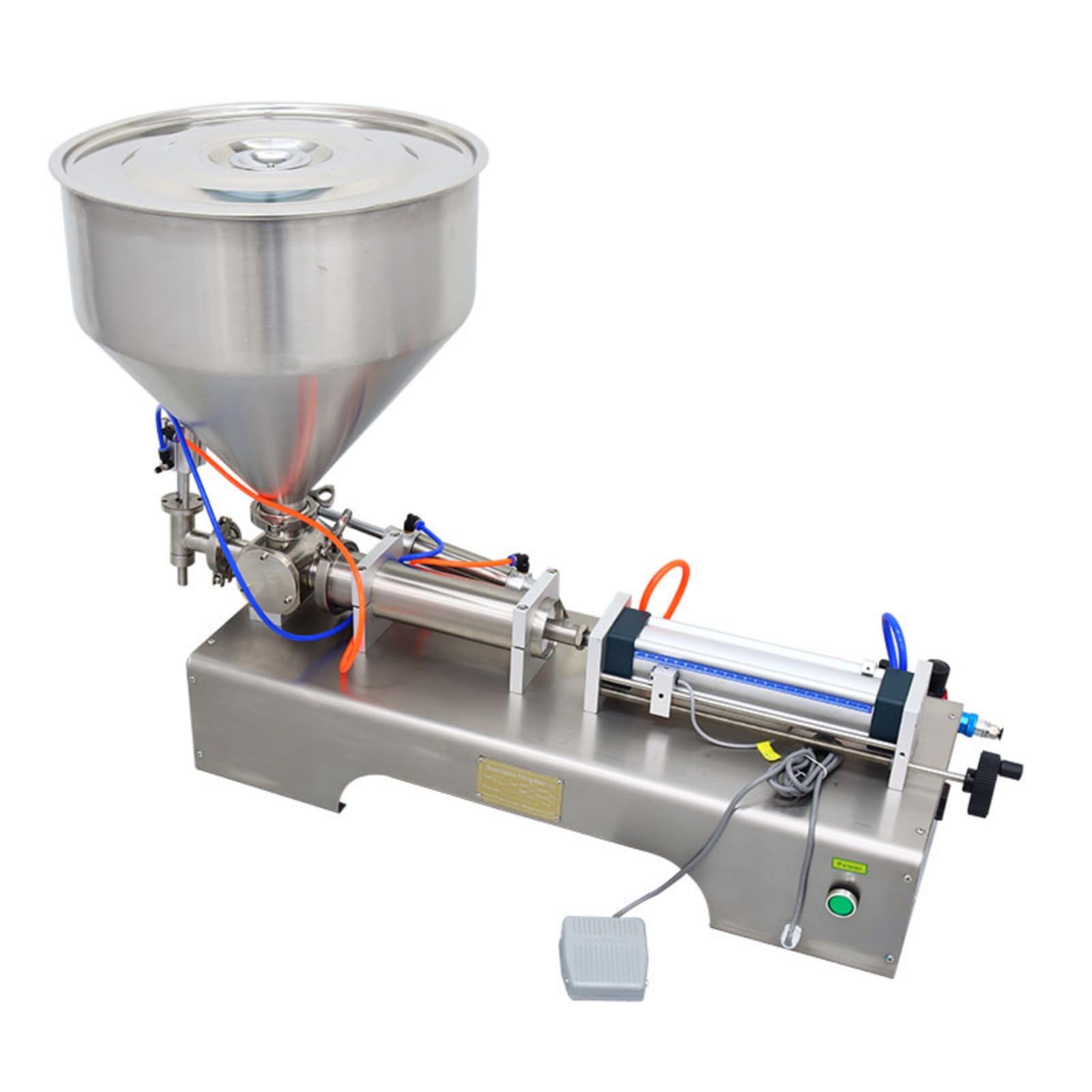 BEILOCKERY Paste Liquid Filling Machine with Large Capacity Hopper One Nozzle Piston Filler for Oil Liquids Sauce Butter 50-500ml 110V