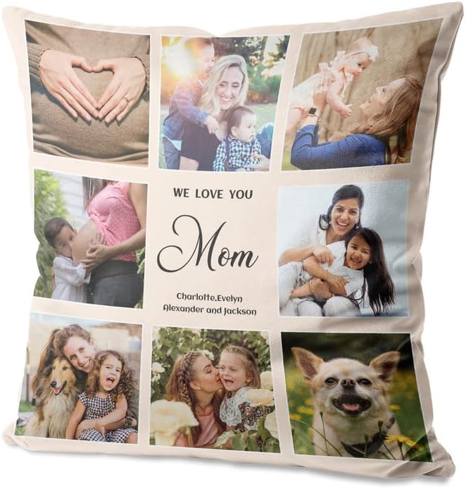Bivei Funda de almohada personalizada con imagen y texto, almohada decorativa personalizada para mamá, funda de almohada personalizada para fotos