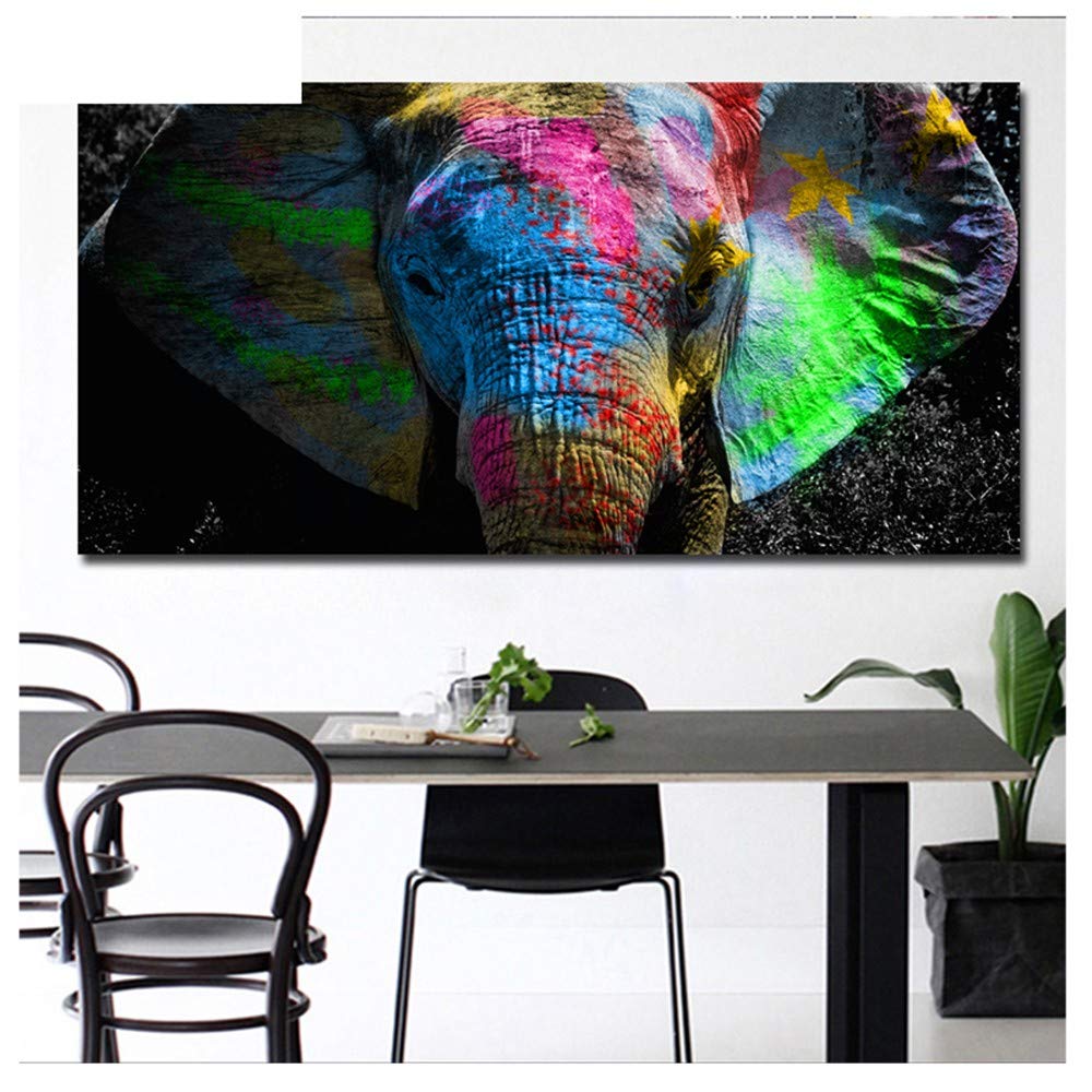 Kit Pintura de Diamante 5D Completo Grande DIY Diamond Painting Bordado Cristal Rhinestone Punto de Cruz Adulto Niño para Hogar Decor de Pared Regalo colorido elefante africano Square drill,50x100cm