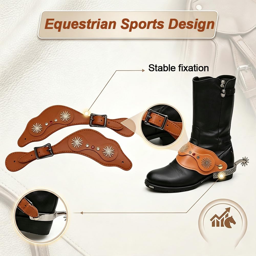 Western Sporenriemen mit Strass, 2 Stück Reitzubehör für Reitstiefel